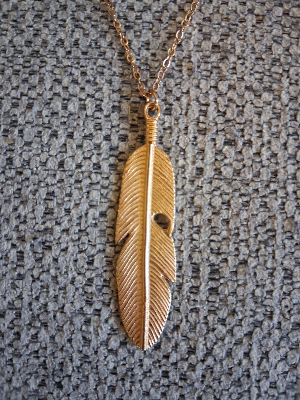 Layered Gold Feather Pendant Necklace with Turquoise Beads - Women Jewelry